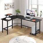 Ufurniture Black L-Shape Computer Desk Corner Table Student Home Office Study Workstation