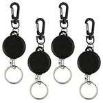 ASTARON 4 Pcs Heavy Duty Retractable Key Chain Badge Reel Clips with 60cm Steel Wire Rope