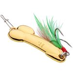 Fishing Spoons Lure, Trout Bass Baits Sinking Fishing Spoons Gold Fishing Baits with Solid Treble Hooks, Fishing Gears with Hooks Metal Sequins Bait Funny Tackle Spoon(15g)