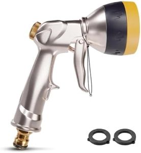 Metal Garden Hose Nozzle High Pressure, 8 Spray Patterns, Lock Clip