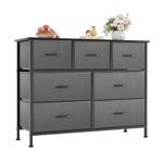 CAIYUN Chest of Drawers for Bedroom with 7 Drawers, Fabric Storage Drawer, Tall Black Hallway Storage Unit