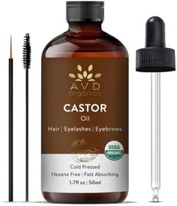 AVD Organics Castor Oil - 100% pure & natural cold pressed, Hexane Free | With Eyelashes Kit | Organic Castor Oil for Eyelashes, Eyebrows, Hair, Skin & Face | 50ML