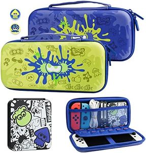 GLDRAM Carrying Case Bundle for Nintendo Switch and Switch OLED, Theme for Splatoon 3 Travel Case for Switch, Carrying Accessories Kit with Game Case, Thumb Grip Caps