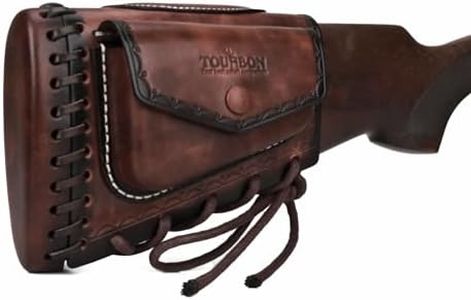 Tourbon Leather Rifle Stock Protective Holder Slip on Recoil Pad Cheek Rest Riser with Cartridges Pouch (Brown)