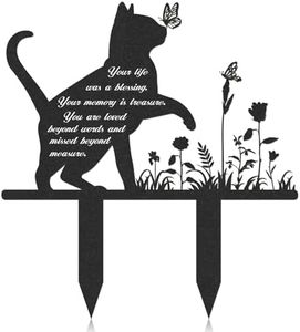 Rngmsi Memorial Pet Grave Markers - Metal Cat Garden Stake Cat Memorial Plaque Cat Grave Marker Cemetery Outdoors Waterproof Grave Stakes Plaque Pet Headstone Memorial Grave Markers(13.4 X 12 in)