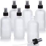 8 oz Frosted Clear Glass Boston Round Bottle with Black Fine Mist Spray (6)