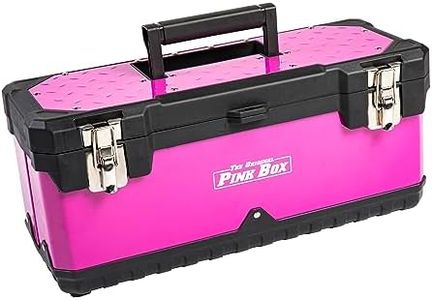 The Original Pink Box® 20-Inch Steel Toolbox, Pink | Portable, with Organizer Tray, Steel Latches, and Handle