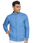 Amazon Brand - Symbol Men's Polyester Standard Length Band Collar Jacket (Aw20-Qb-Sy-01_Lt Blue_M)