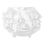 Agoky Infant Baby Girls Princess Frilly Bloomers Bowknot Underwear Elastic Waist Shorts Panties Knickers White E 12-24 Months