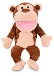 Fiesta Crafts Monkey Hand Puppet for Kids - Soft & Interactive Monkey Toy with Moving Mouth & Arms for Role Play, Creativity & Sensory Skills Toys for 3-9 Year Old Boys & Girls