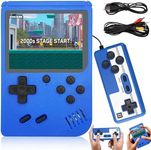 Seyaom Retro Handheld Game Console, Portable Retro Video Games Consoles 500 Classical FC Games, 3-Inch Screen, Rechargeable Battery, Support TV & 2 Players (Blue)