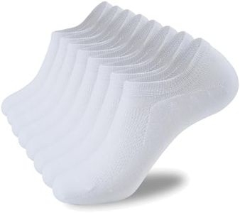 Autoor Mens No Show Socks Low Cut Cotton Invisible Socks Non Slip Casual Socks 8 Pairs,White Size 6-10