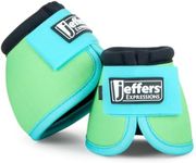 Jeffers Equine Ballistic Bell Boots - Lime & Turquoise, Medium | Shock Absorbing Hoof Protection for Horses | Secure Double Hook & Loop Closure, Perfect for Travel, Training, & Equestrian Riding