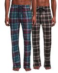 Lucky Brand Men's Pajama Pants - Ultra Soft Fleece Sleep and Lounge Pants (2 Pack), Jet Black Print/Mood Indigo, S