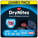 Huggies DryNites, Boys’ Night Time Pants - Sizes 3-5 Years (64 Pants) - Absorbent Pyjama Pants for All Night Comfort - Unbeatable Night Time Protection