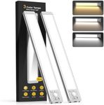 10inch Under Cabinet Lighting with 3 Color Temps, 2 Pack Rechargeable Motion Sensor Light Indoor, 5 Levels Dimmable Magnetic Closet Lights, Wireless Under Counter Lights for Kitchen, Stairs