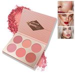 Multicolour Lasting Brightening Glow Blush Powder 3 In 1 Blush Highlighter Eyeshadow Makeup Sweat-Resistant Non-Greasy Shimmery Matte 6 Colors Natural Blusher Palette # A