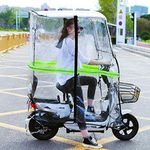 Universal Electric Cycling Bike Rain Canopy Cover, Fully Enclosed Motor Scooter Transparent Curtain, Mobility Scooter Sunshade Rain Cover (White Rearviewmirror)