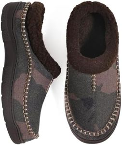 Zigzagger Men's Slip On Moccasin Slippers, Indoor/Outdoor Warm Fuzzy Comfy House Shoes, Fluffy Wide Loafer Slippers,Camouflage Black,13-14 D(M) US