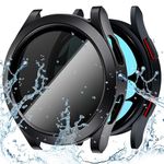 Goton Waterproof Case for Galaxy Watch 6 Screen Protector 40mm, [No Fog] Tempered Glass Face Cover for Samsung Watch 6 Accessories 40 mm Privacy Black