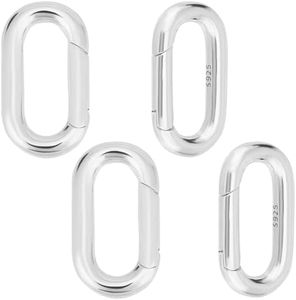 Beebeecraft 1 caja 2 piezas Anillo Ovalado de Resorte 925 anillo de Puerta de Resorte de Plata Esterlina Llavero Anillo Cierres Redondos A Presión para Hacer Joyas Accesorios DIY