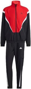 adidas Mens Sportswear Woven Track Suit, Black/Better Scarlet, Small