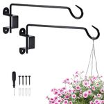 uxcell 2 Pack Swivel Plant Hangers, 15.7 Inch Iron Hanging Plant Bracket Hook Wall Mount for Hanging Bird Feeders, Wind Chimes, Flower Baskets, Lanterns, Black