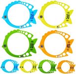 BLUE PANDA 12 Pack Fish Pool Rings for Kids Diving, Underwater Swim Dive Rings, Summer Sinking Swimming Toys, (7x6 in, 4 Colors)