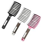 HEQUSigns 3 Pcs Detangling Hair Brush Boar Bristle Brush Hair Brush Set for Wet and Dry Hair, Increasing Hair Volume and Shine, Heat Resistant, Non Slip