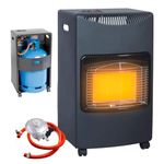 Portable Calor Gas Heater 4.2kw - Indoor & Outdoor Room Heater, 3 Heating Settings | For Home, Camping, Office, Garage & Workshop - Free Standing Butane Cabinet Heater With Wheels, Regulator & Hose