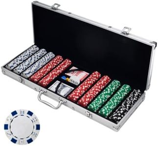 Poker Chip Set - 11.5g Poker Set with Cards, Buttons, Carrying Case, and 500 Poker Chips for Texas Hold'em and Blackjack Games by Trademark Poker