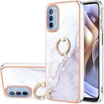 Monwutong Slim Case for Motorola Moto G31,Case for Moto G41,IMD Marble Shiny Ring Kickstand Case for Girls,Camera Lens and Screen Protection Cover for Moto G31/Moto G41,ZHDD White