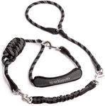 SparklyPets Multifunctional Bungee Hands Free Leash with Slip Lead – Crossbody & Waist Leash for Dog Walking Medium & Large Breeds with Detachable Slip Leash for Dogs (Black)