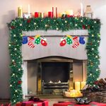 1.8M/6FT Christmas Garland with Lights, Pre Lit Christmas Garlands for Fireplace Stairs Artificial Wreath with 50 LED Lights and Pine Cones Berries for Xmas Tree Front Door Home Holiday Decor