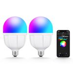 NEEWER Photography RGB LED Light Bulb 2 Pack, App Control 26W FCC/IC/UL Certified LED Bulb with 9 Effects, 400lux/m 2700K-6500K CRI93+ TLCI98+, E26 Base for Studio Softbox Lighting Kit, T100C