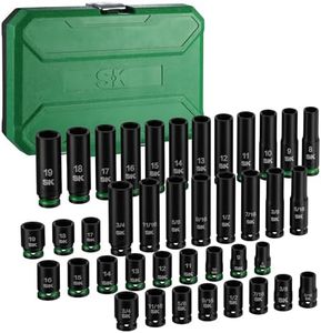 SK 3/8" Drive Impact Socket Set, 40-Piece Deep & Shallow Sockets, Metric 8 to 19mm, SAE 5/16″ to 3/4″, Premium CR-MO Steel, SureGrip 6 Point Design, With Storage Case