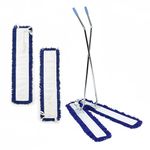 Abbey 100cm V Shaped Floor Sweeper Scissor Mop Kit for Hard Floor with 1x Additional Heads – Washable Industrial V Sweeper Mop Easily Catches Dust from Floors