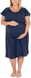 Kindred Bravely Labor and Delivery Gown, 3 in 1 Hospital Gowns for Women Labor Delivery (Navy Heather, 1X-2X)