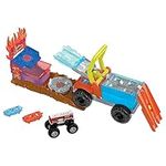 Hot Wheels Monster Trucks Arena Smashers Color Shifters 5-Alarm Rescue with 1 Color Shifter Monster Truck, 2 Crushable Cars and 1 Detachable Semi Rig