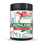 Iron Brothers Jingle Juice Ruthless Preworkout Powder Supplement for Men & Women - Creatine Free - Sustainable Performance Energy & Workout Focus, Superhuman Pre Workout - 40 Serve - Nitric Oxide Booster