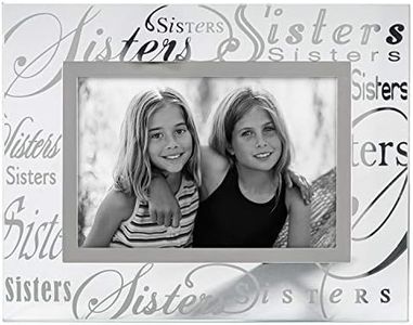 Malden International Designs Mirrored Glass With Silver Metal Inner Border Sisters Picture Frame, 4x6, Clear