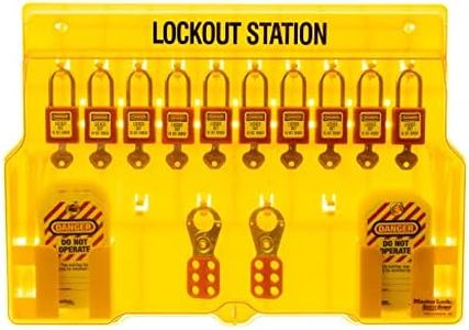 Master Lock Lockout Tagout Station, Covered Group Lockout Station, Includeds 10 Zenex Padlocks, 1482BP411