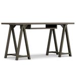 SIMPLIHOME Sawhorse Solid Wood Modern Industrial 60 inch Wide Home Office Desk, Writing Table, Workstation, Study Table Furniture in Farmhouse Grey