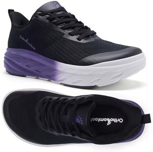 Women's Orthopedic Diabetic Wide Toe Box Sneakers: Breathable Supportive Plantar Fasciitis Orthotic Work Sneakers, Ankle Support Foot Heel Pain Relief Outdoor Walking Shoes Black Purple Size 9.5