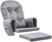 Paddie Glider Rocker Replacement Cushions Velvet with Storage, Rocking Chair Cushion Set with Ties, 5PCS, Light Grey