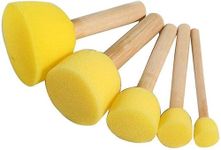 Eclet 5 Pcs Round Stencil Sponge Wooden Handle Foam Brush Set Painting Tools for Kids DIY Painting Stencils Arts and Crafts Tool Accessories