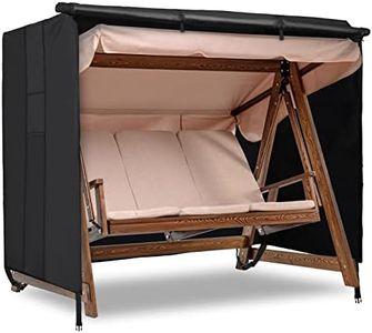 Velway Outdoor Swing Cover 3 Triple Seater Waterproof Patio Hammock Cover 87x49x70 All Weather Windproof Glider Chair Cover for Garden Furniture, Black