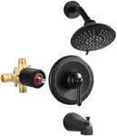 Shower Faucet Set Matte Black: ARCORA Shower Faucet Set with 6-Inch Rain Shower Head and Tub Spout, Black Tub Shower Trim Kit (Shower Valve Included)