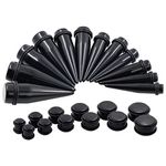 24Pcs Black Taper Kit with Plugs Double O-rings 00G-3/4" Stretching Kit