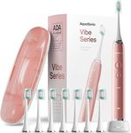 Aquasonic - Vibe Series Ultra-Whitening Electric Toothbrush | ADA Accepted Rechargeable Toothbrush with 8 Brush Heads & Travel Case, 40,000 VPM Motor, 4 Modes with Smart Timer